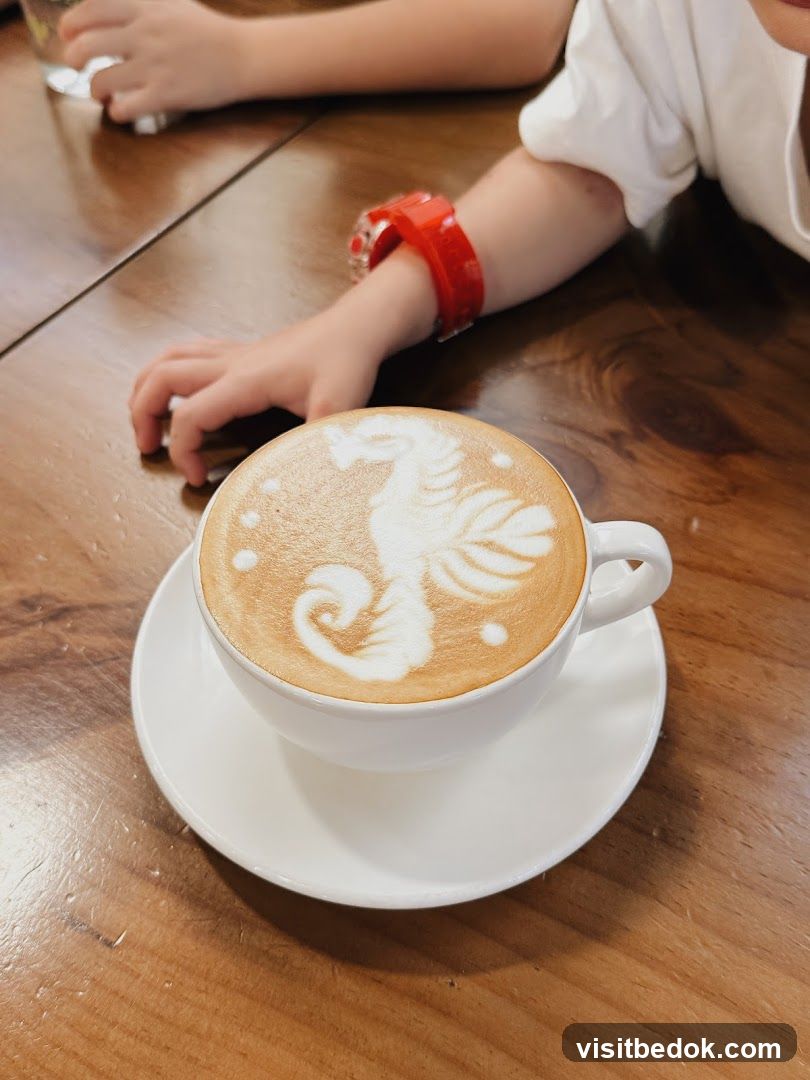 Latte art with seahorse design
