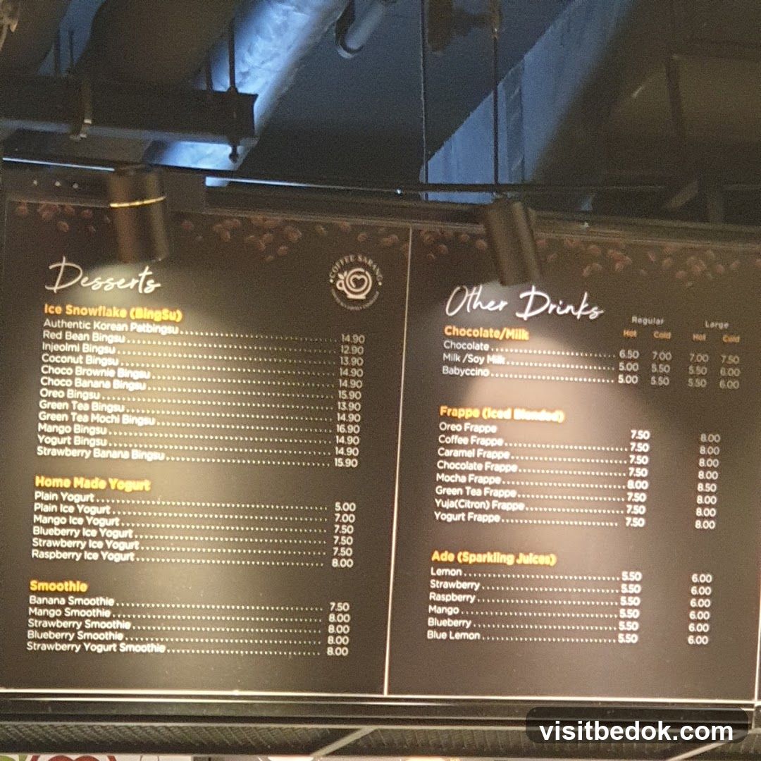 Coffee Sarang Menu