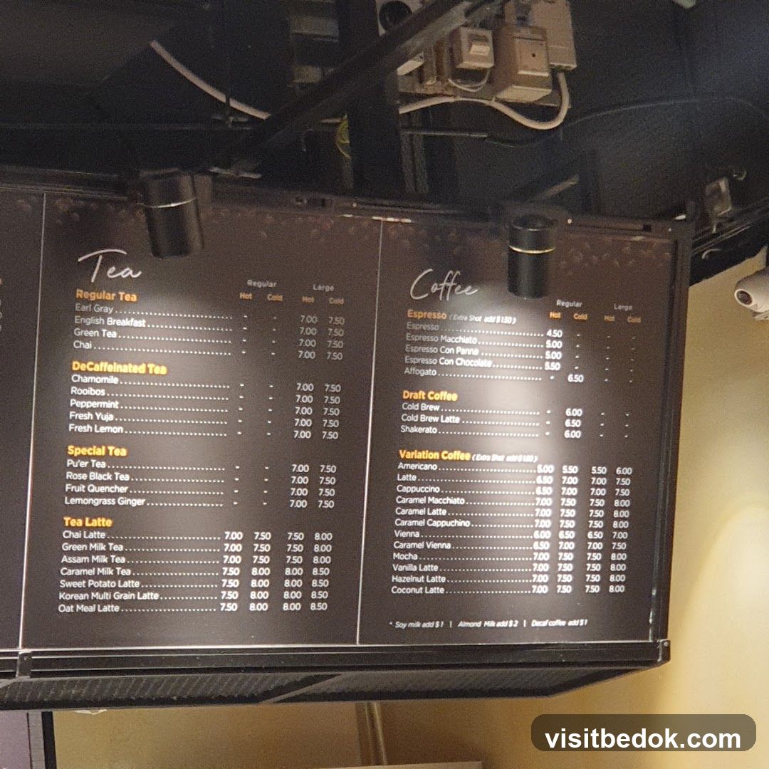 Tea and Coffee Menu