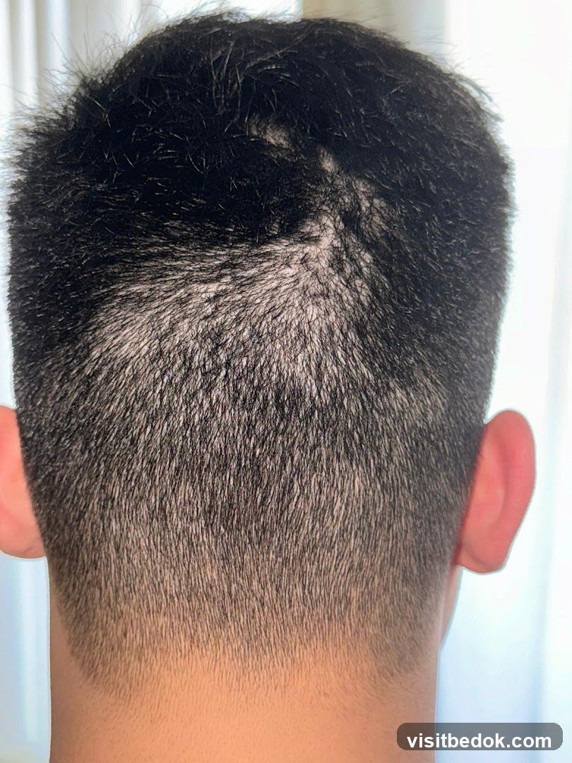 Back of head with thinning hair