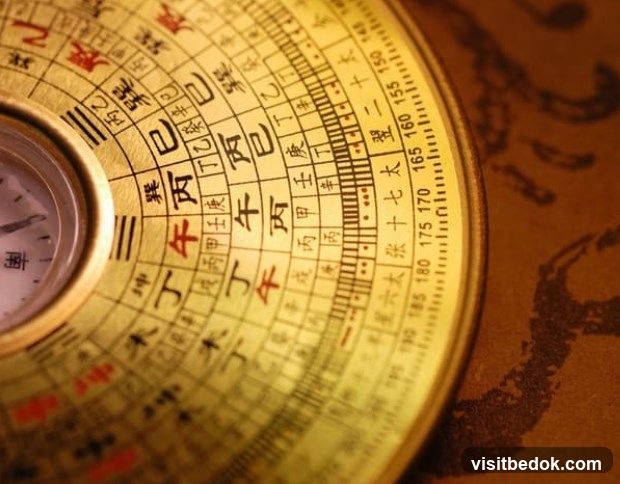 Close-up of a Chinese Feng Shui Compass