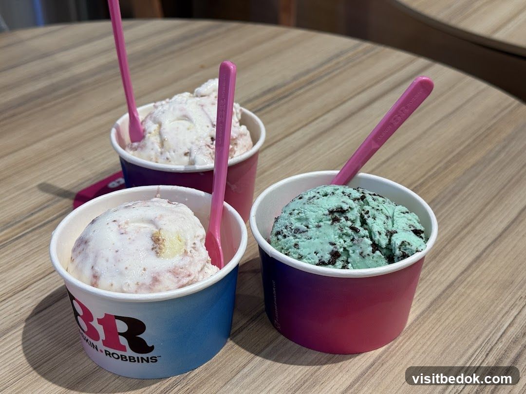 Three cups of ice cream