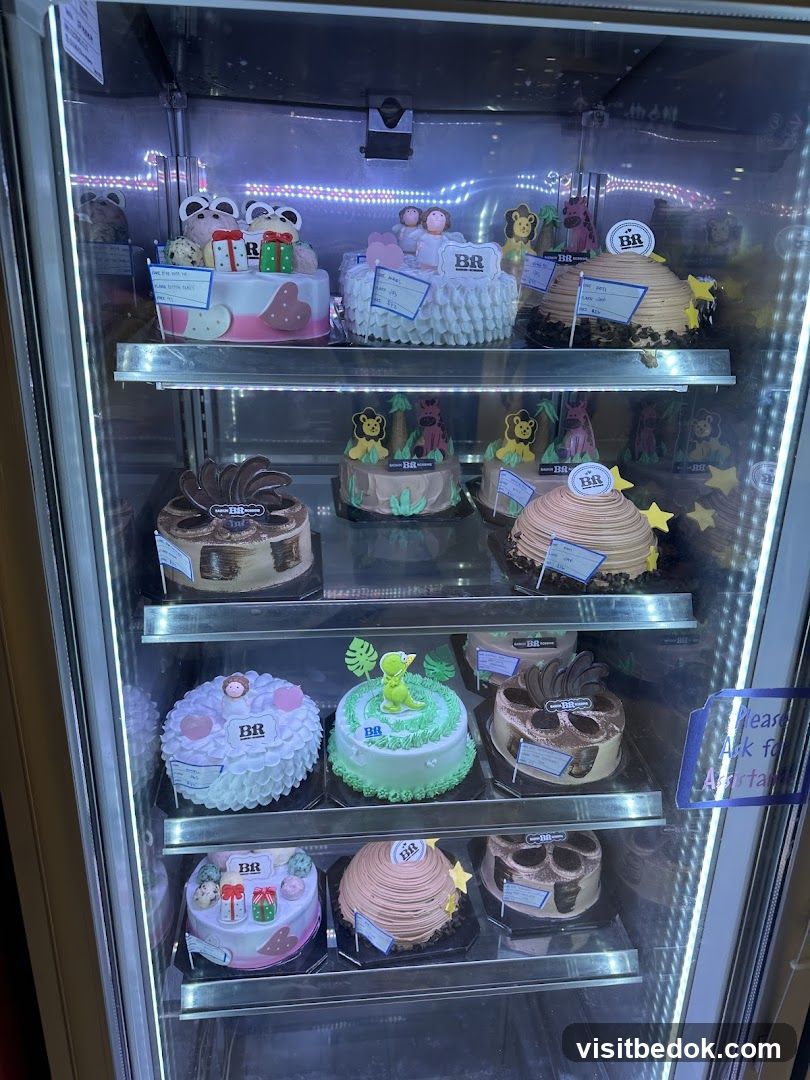 Cakes in a display fridge