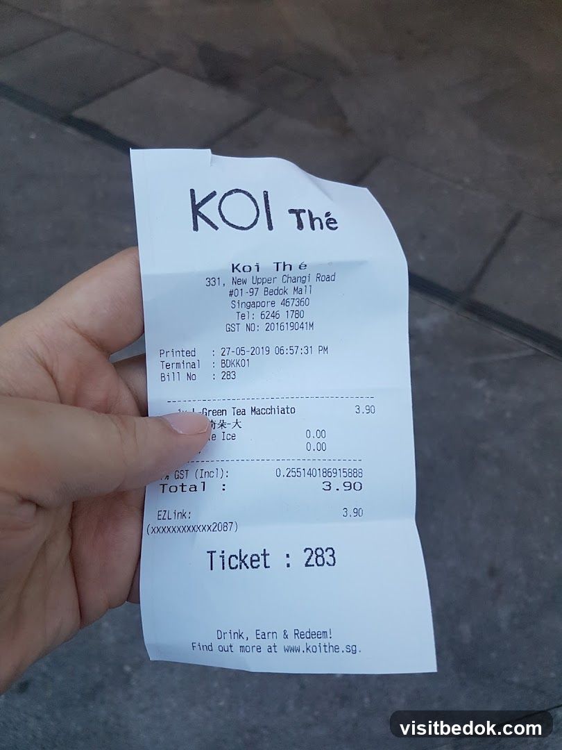 Receipt from KOI Thé