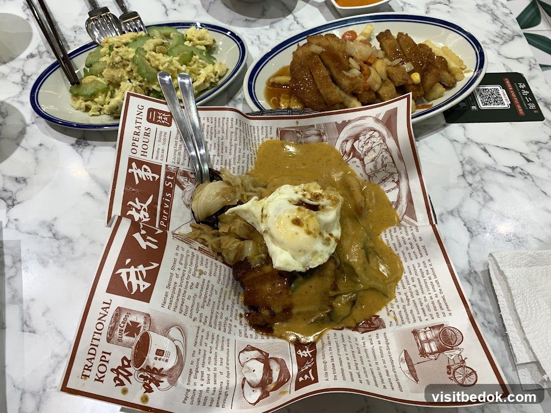 Food served on newspaper-style paper