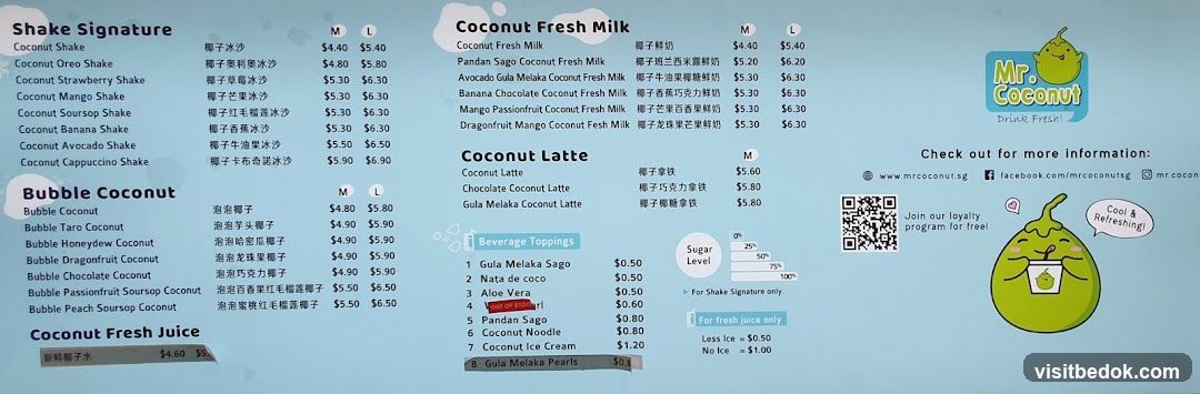 Mr. Coconut Menu