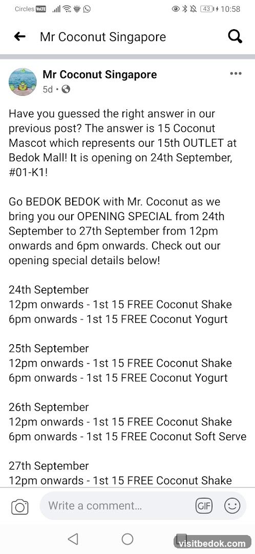 Mr Coconut Singapore Opening Special