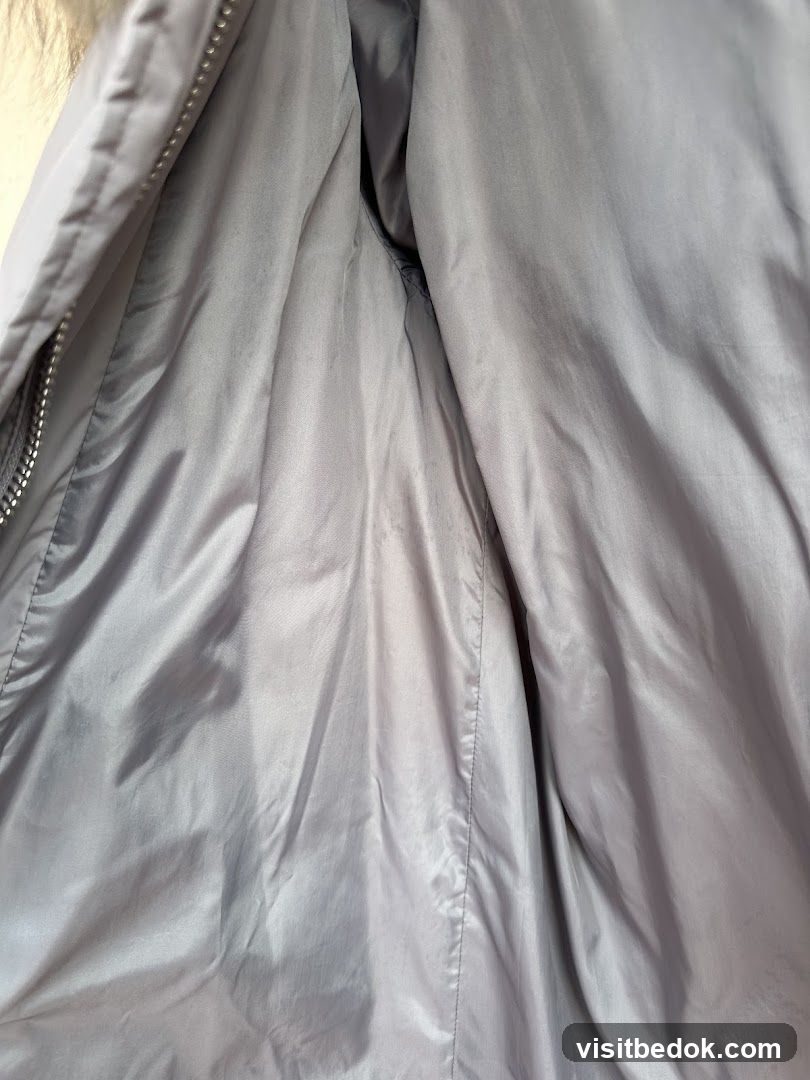 Inside of a gray jacket