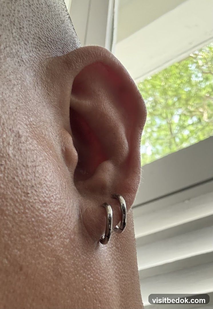Close-up of Ear with Hoop Earrings