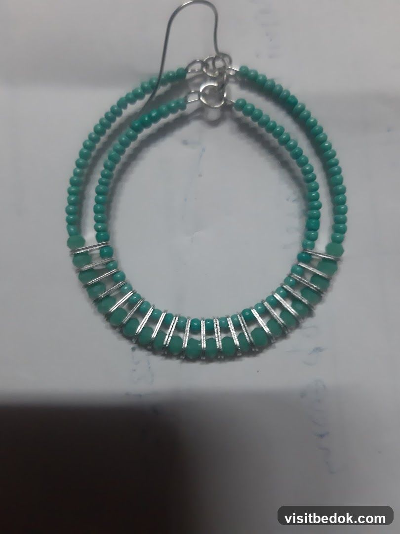 Turquoise beaded hoop earrings
