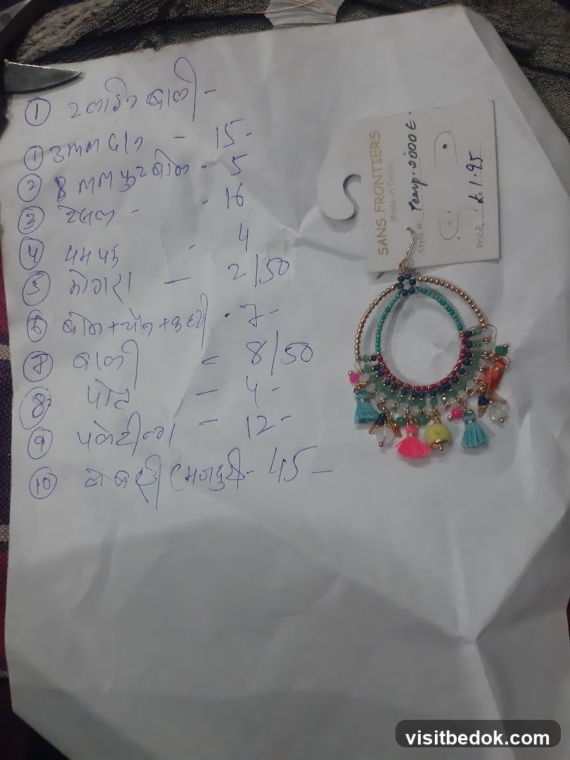 Handwritten Price List with Earring