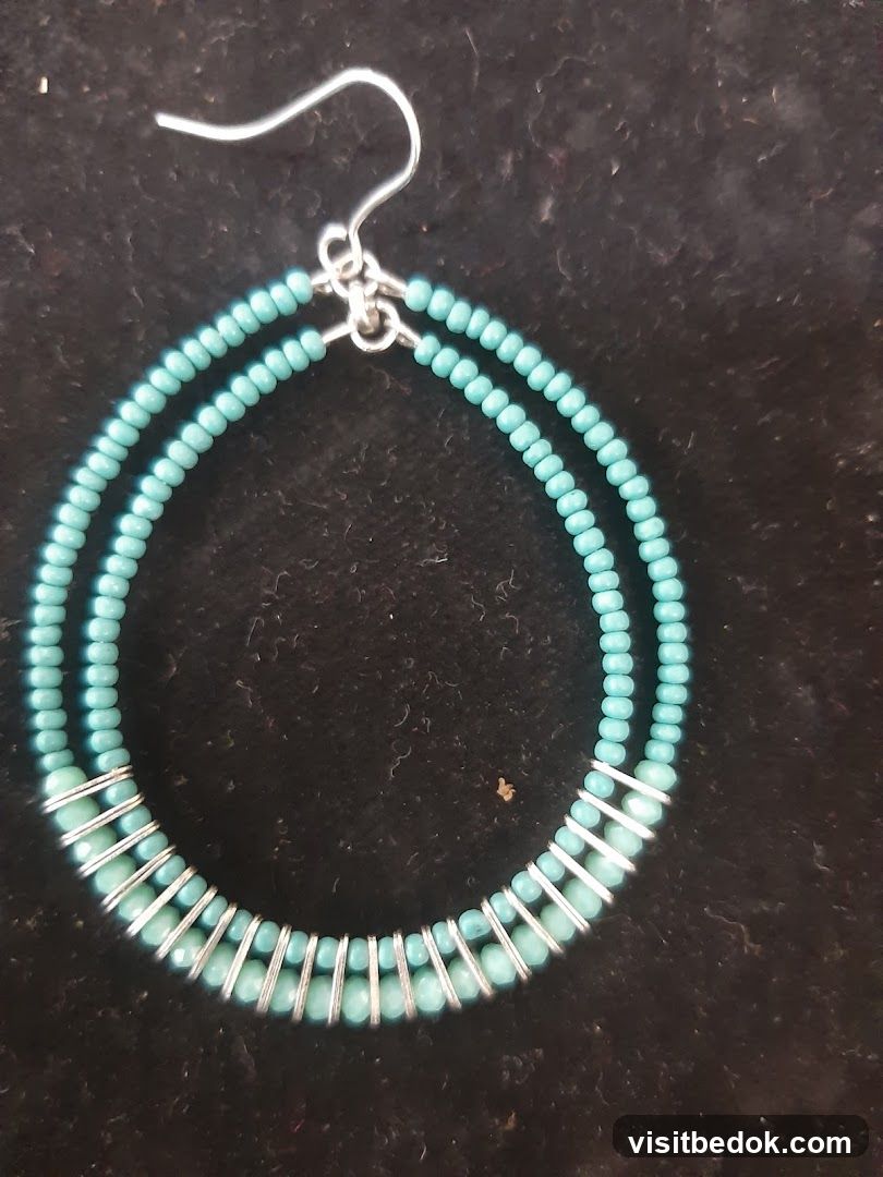Turquoise Beaded Hoop Earrings