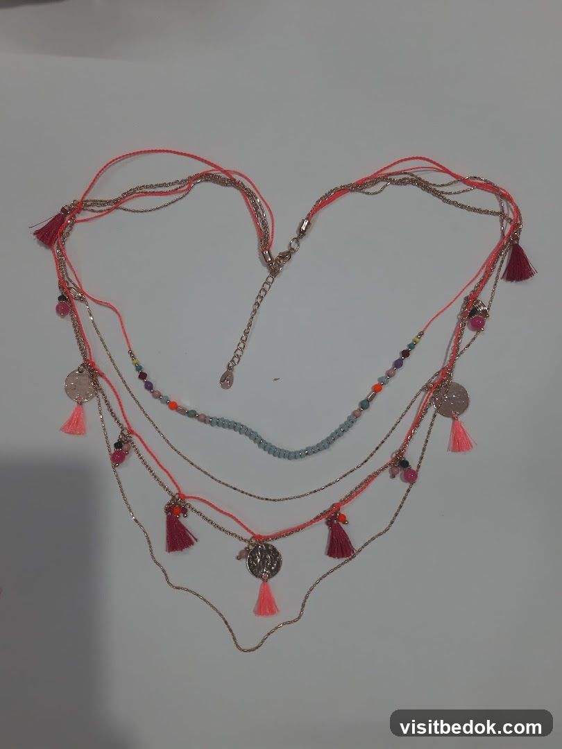 Layered Necklace with Tassels and Coins