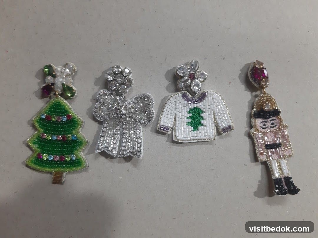 Christmas-themed beaded ornaments