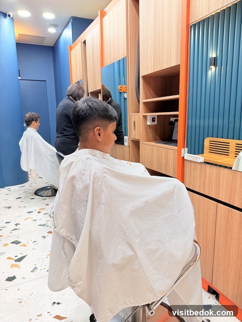 Children getting haircuts