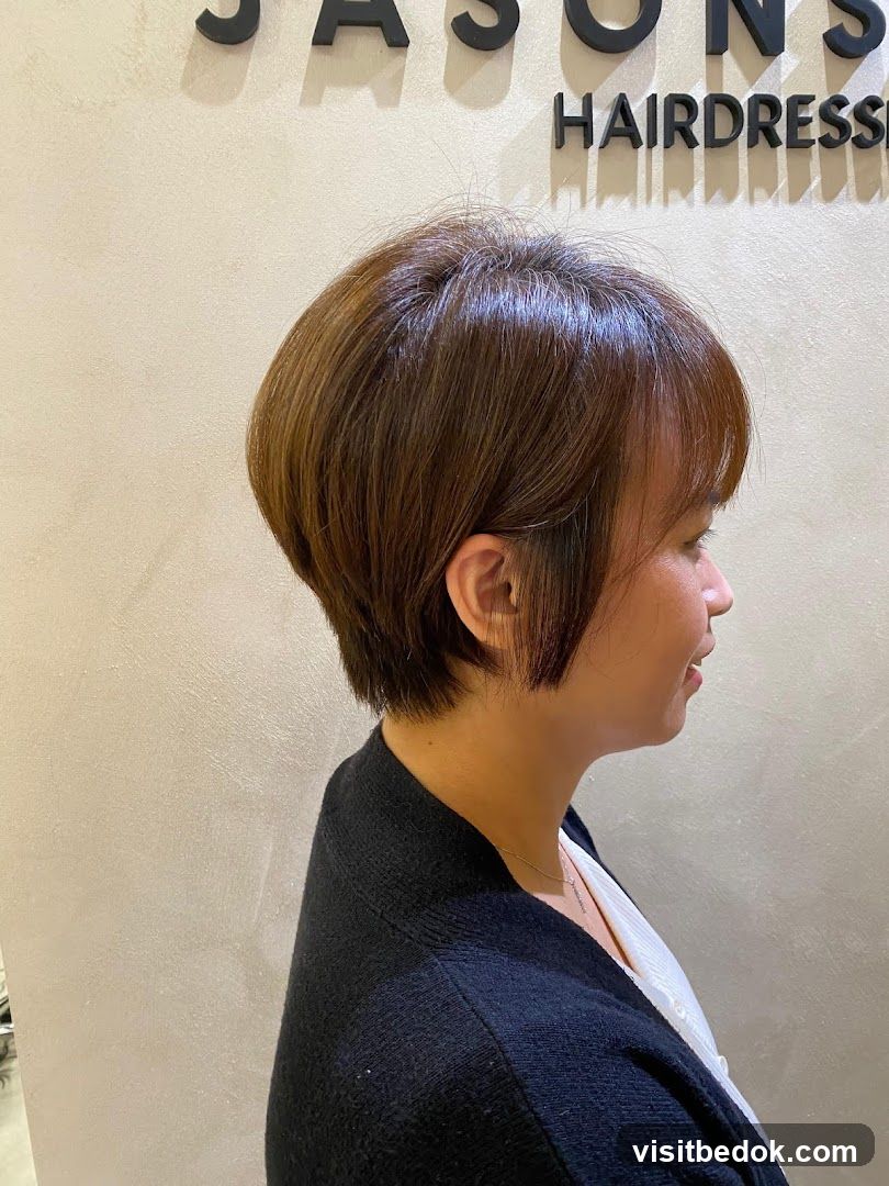 Woman with a new haircut