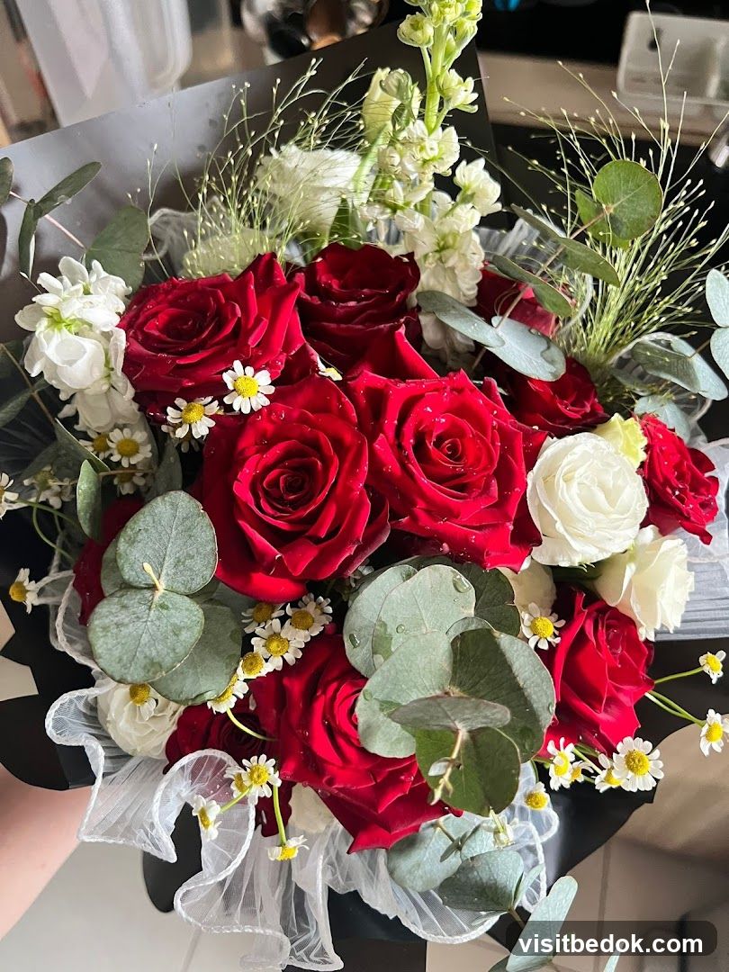 Red and White Rose Bouquet