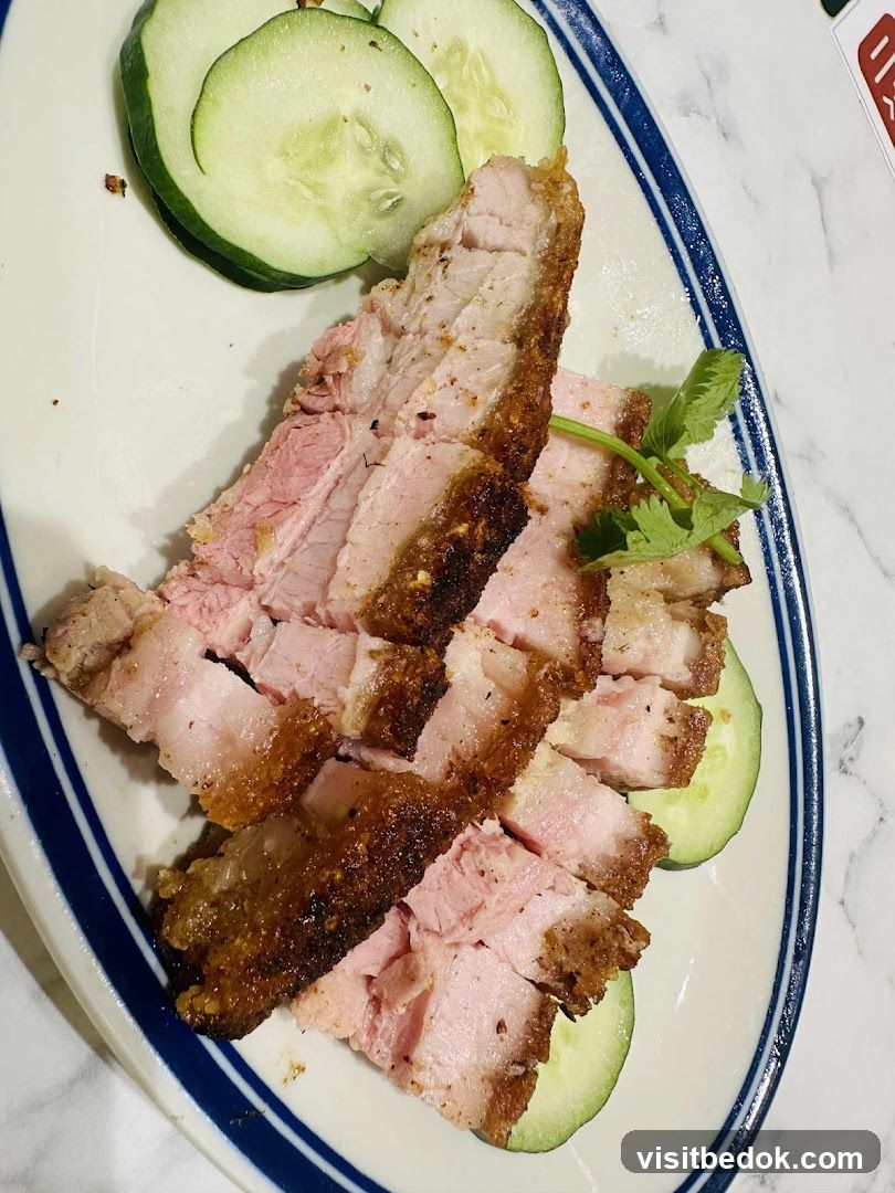 Crispy Pork Belly with Cucumber Slices
