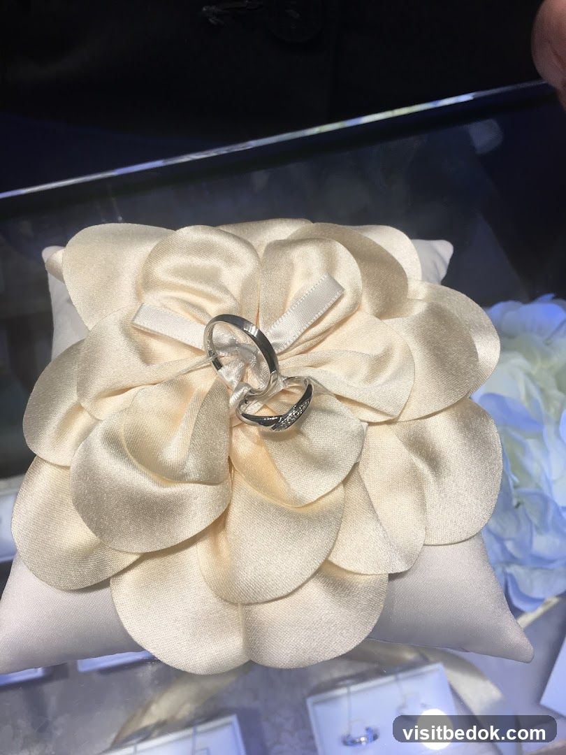 Wedding Rings on Display Pillow