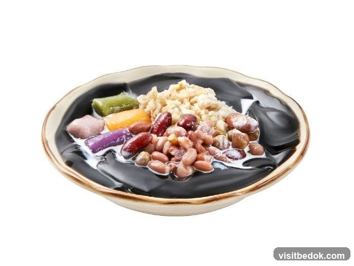 Grass Jelly Dessert with Assorted Toppings