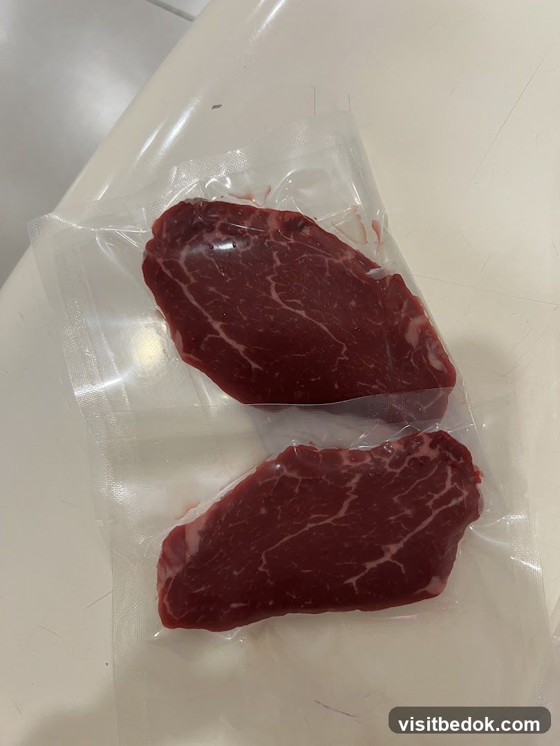Two vacuum-sealed steaks