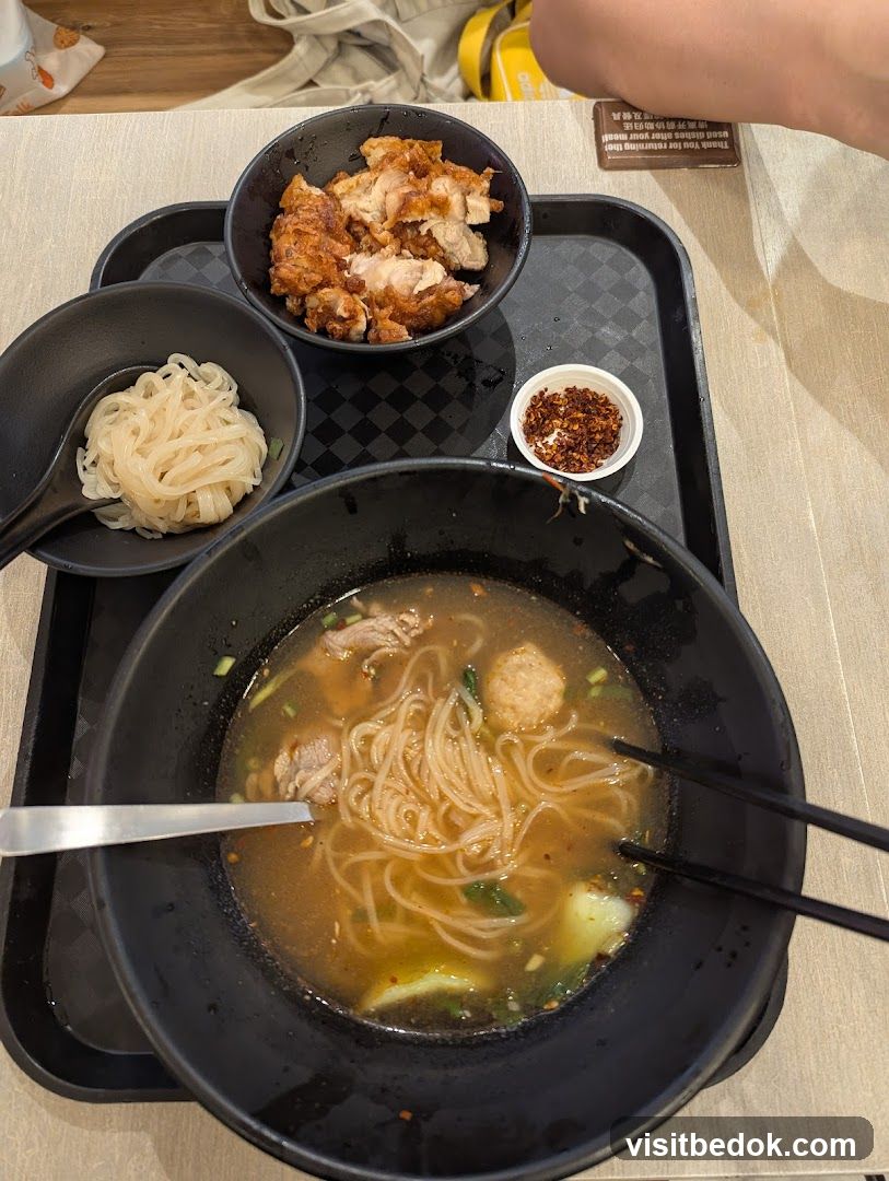 Noodle Soup with Fried Chicken