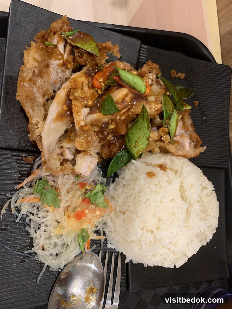 Fried Chicken with Rice and Salad