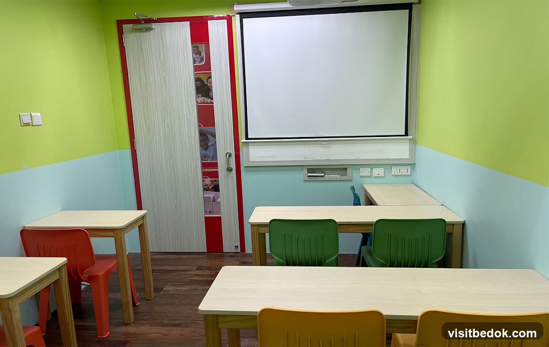 Classroom with tables and chairs