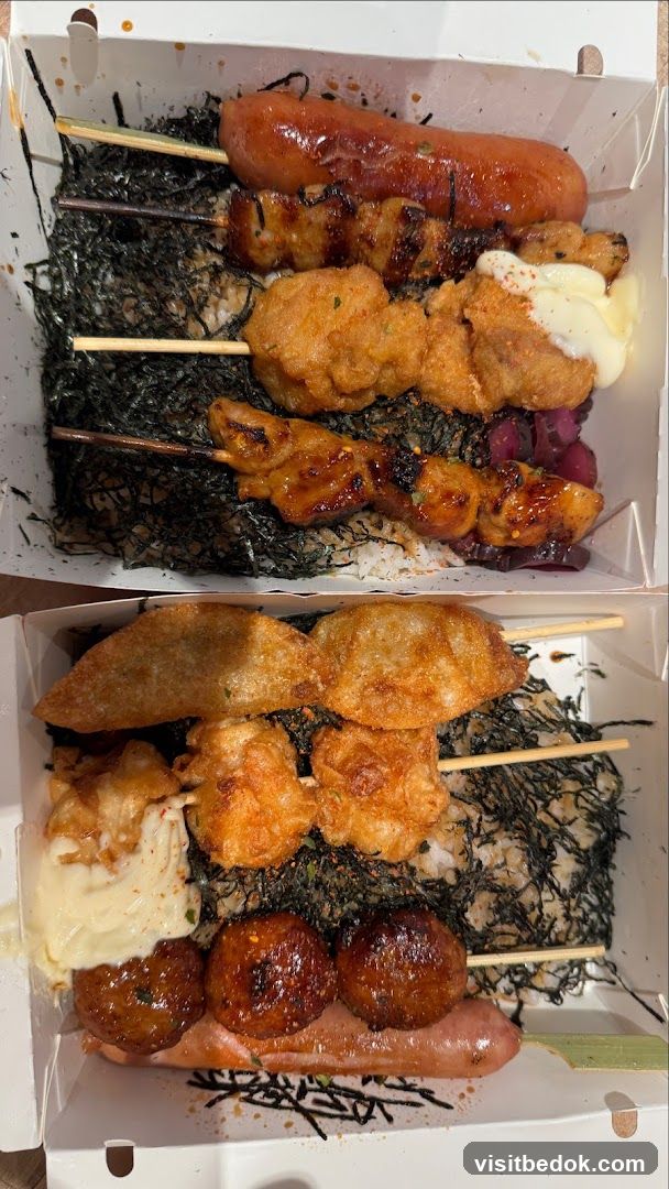 Skewered Foods in Takeout Boxes