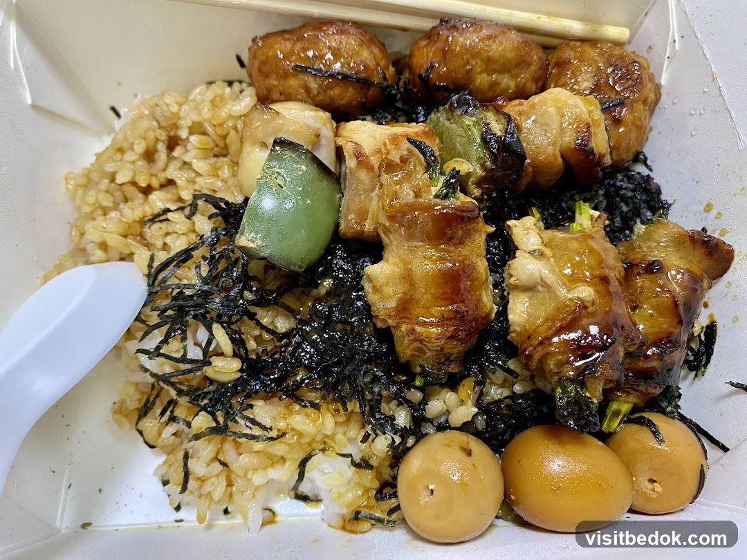 Bento Box with Skewers and Rice