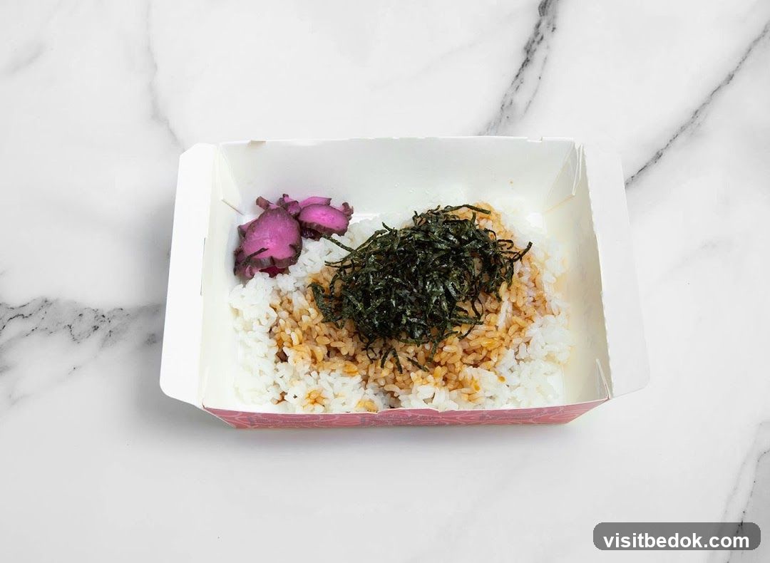 Bento Box with Rice, Seaweed, and Pickled Radish