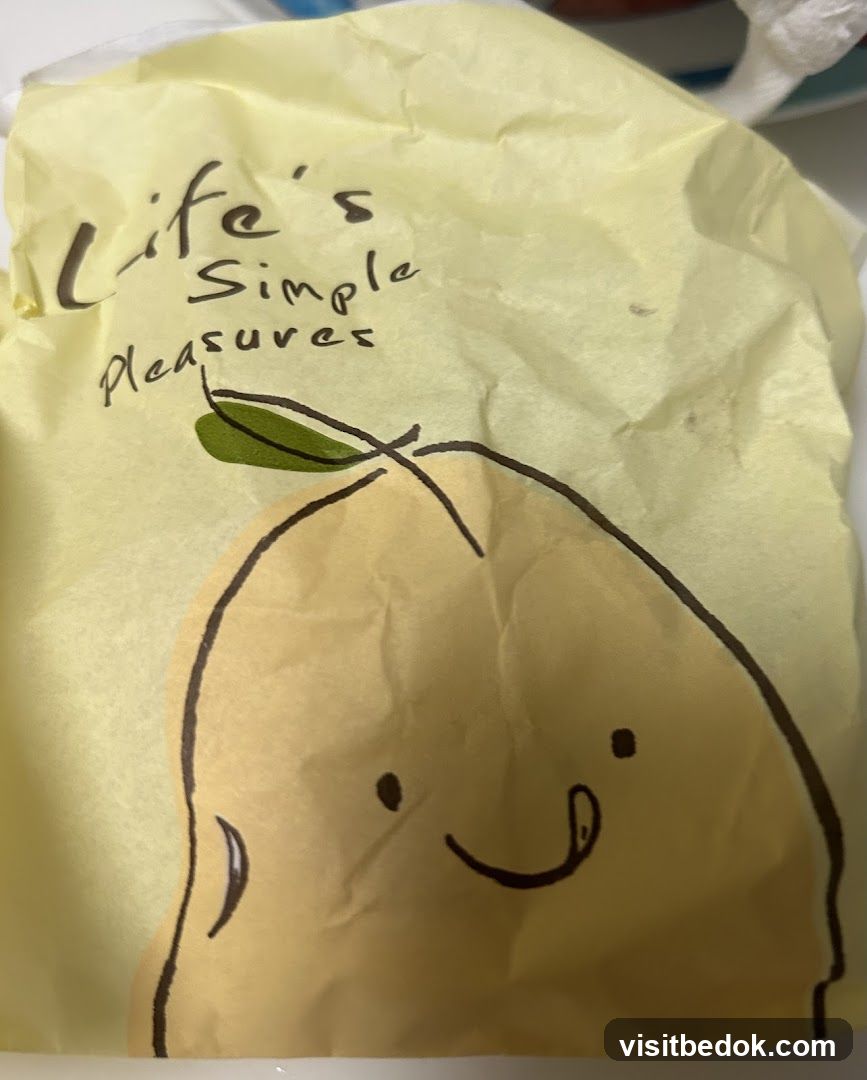 Food wrapper with cartoon drawing