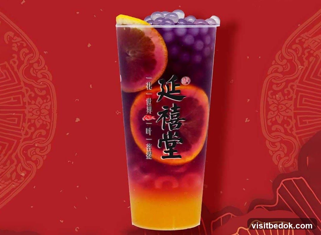 Purple Drink with Orange Slices and Boba