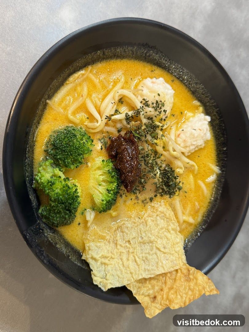 Laksa with Broccoli and Fish Balls