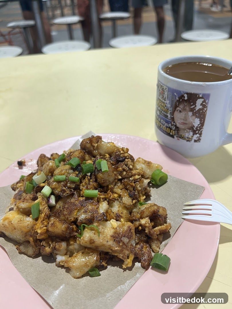 Fried Carrot Cake with Coffee