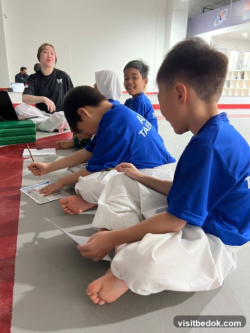 Children learning in a martial arts class