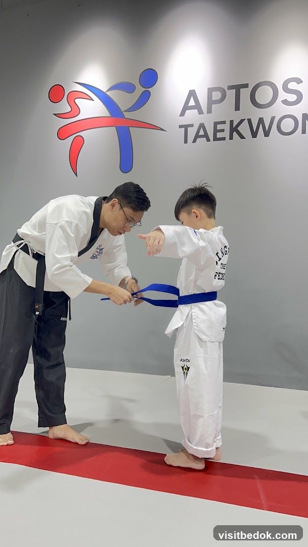 Taekwondo Instructor Tying Belt