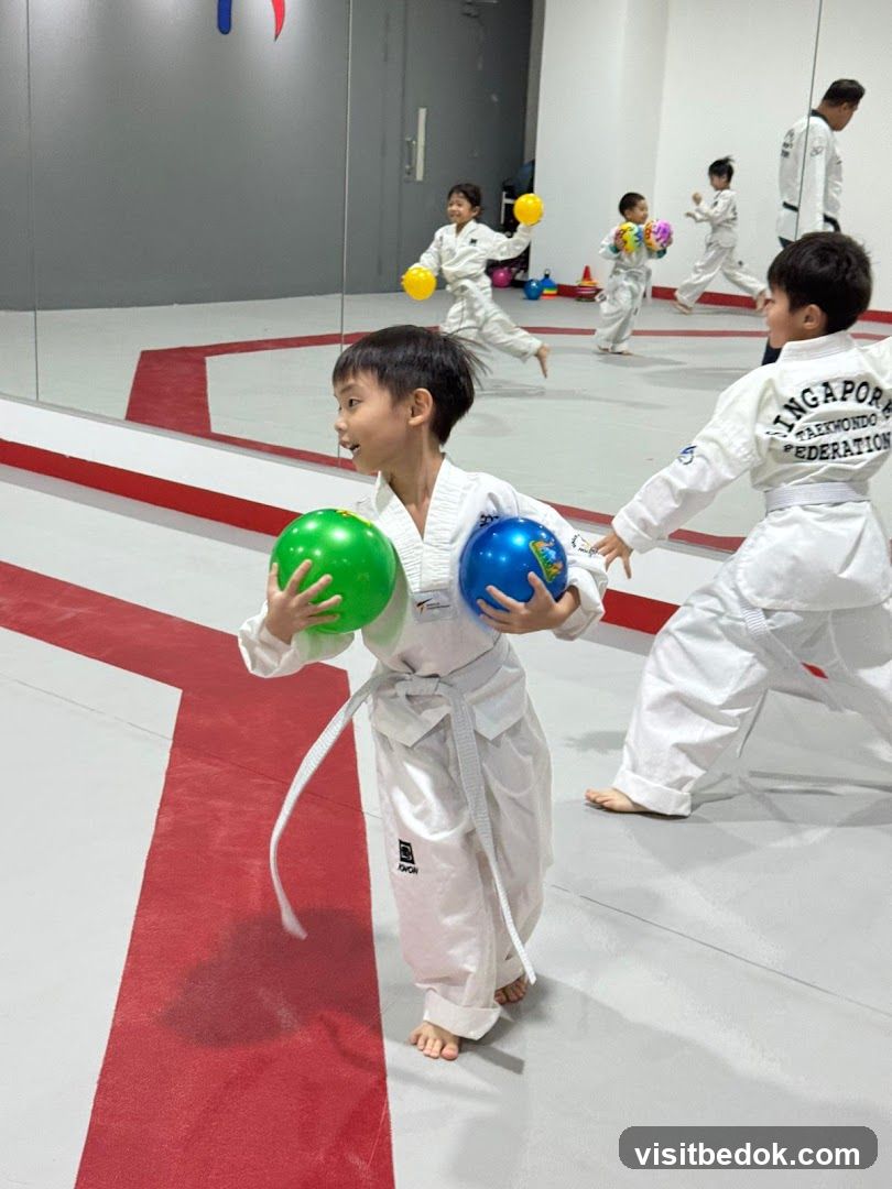 Children practicing Taekwondo