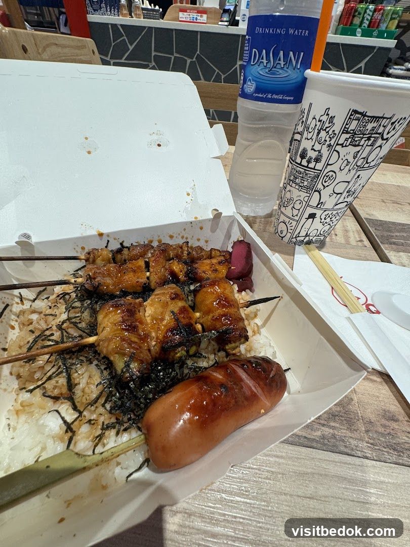 Bento Box with Skewers and Sausage