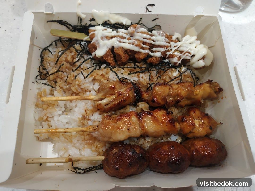 Bento Box with Skewers and Rice