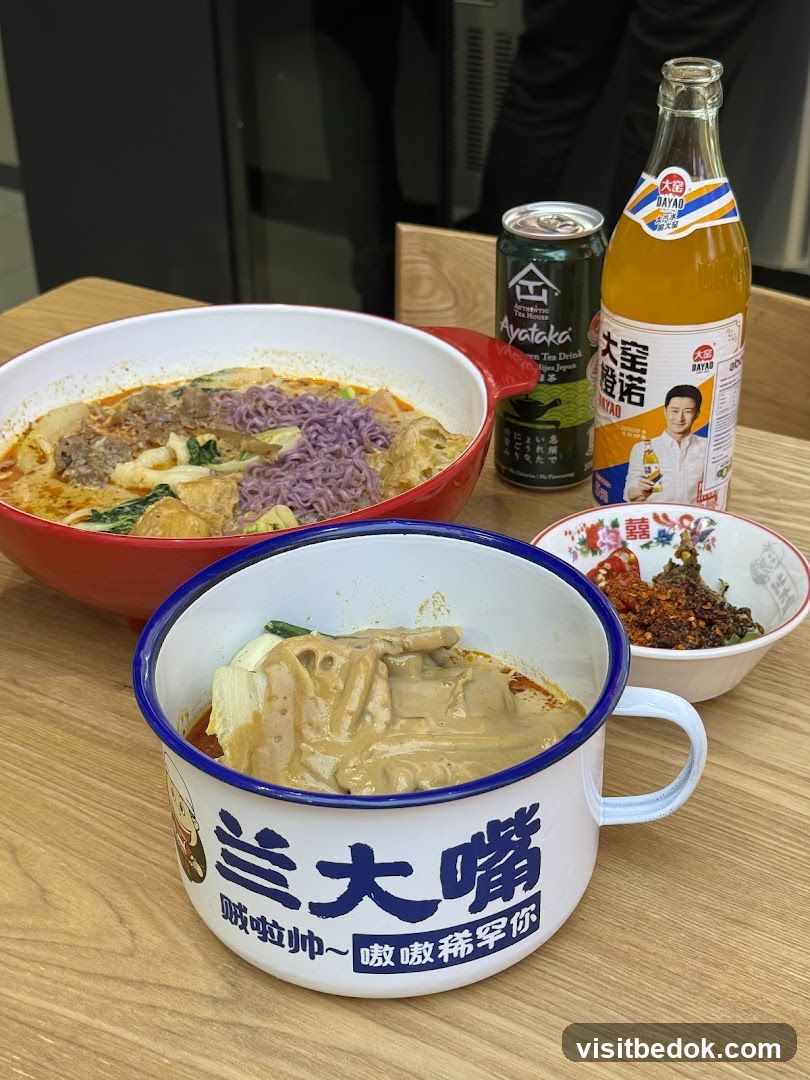 Spicy Noodle Soup and Drinks