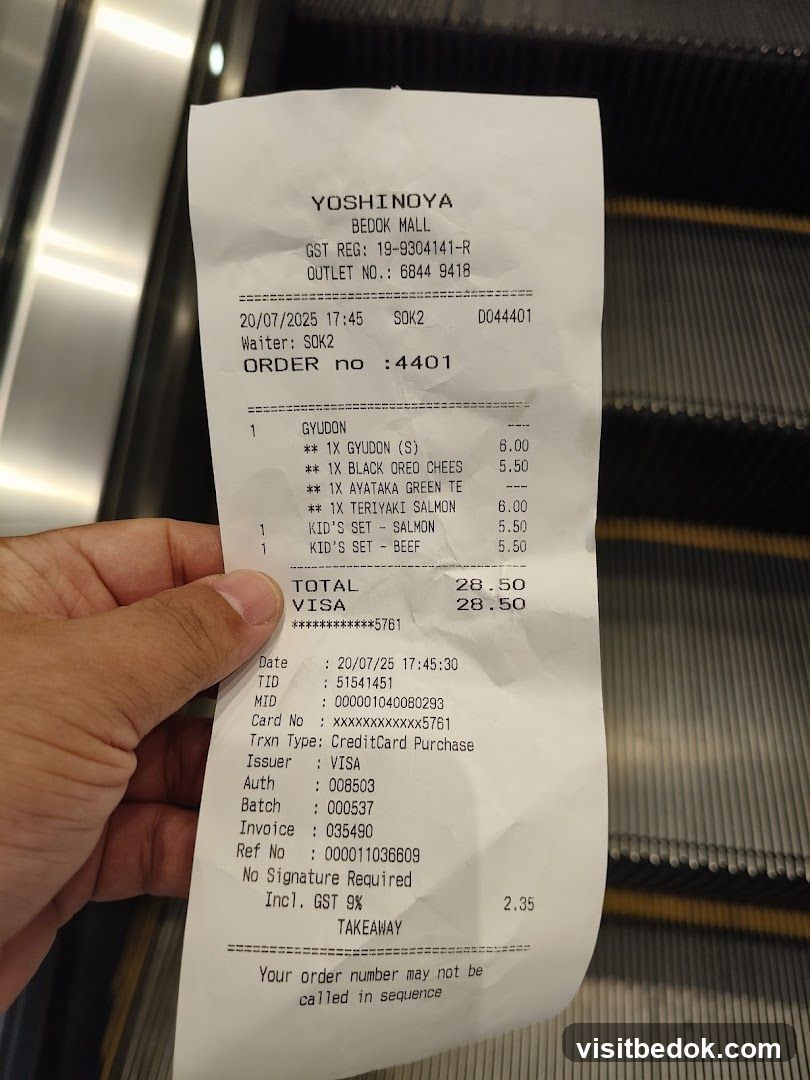 Receipt from Yoshinoya