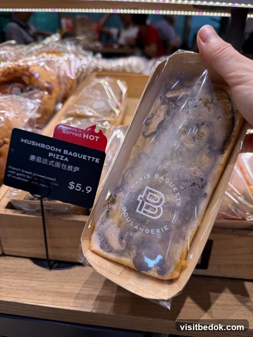 Mushroom Baguette Pizza