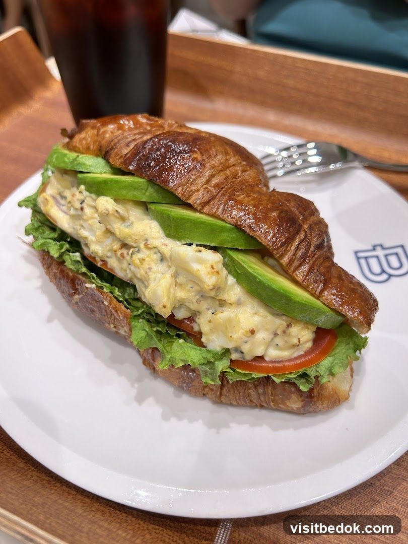 Croissant Sandwich with Avocado and Egg Salad
