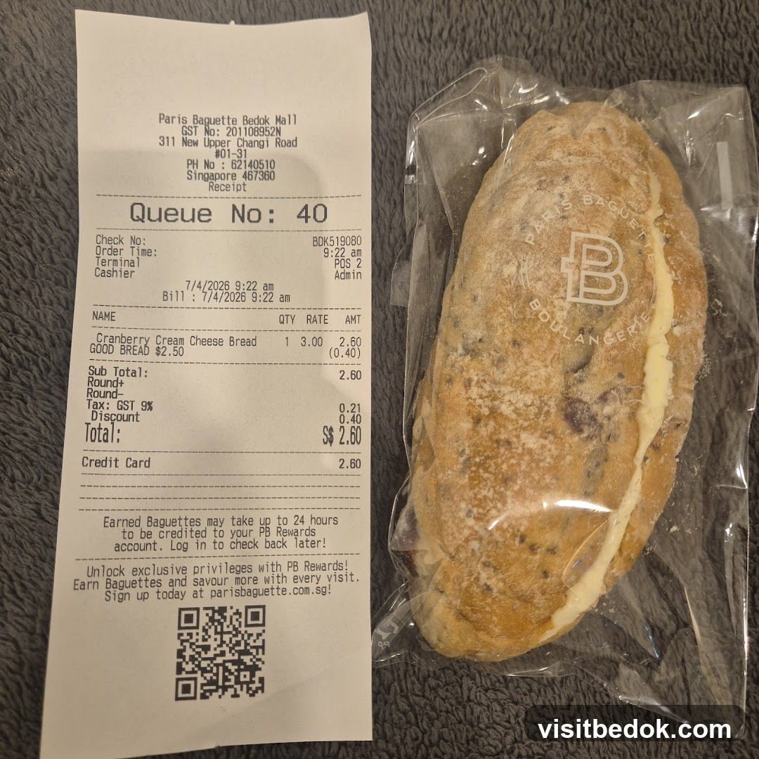 Paris Baguette Receipt and Bread