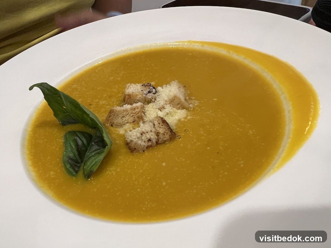 Soup with Croutons and Basil