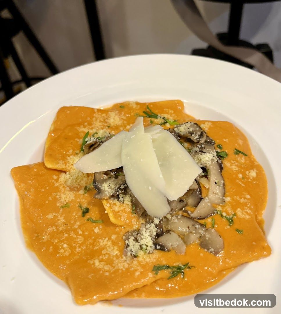 Ravioli with Mushroom and Cream Sauce