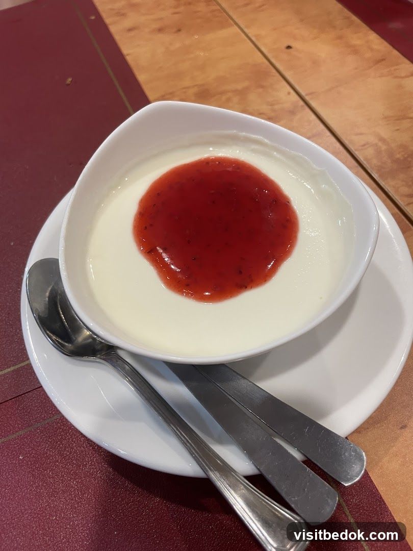 Dessert with Strawberry Topping