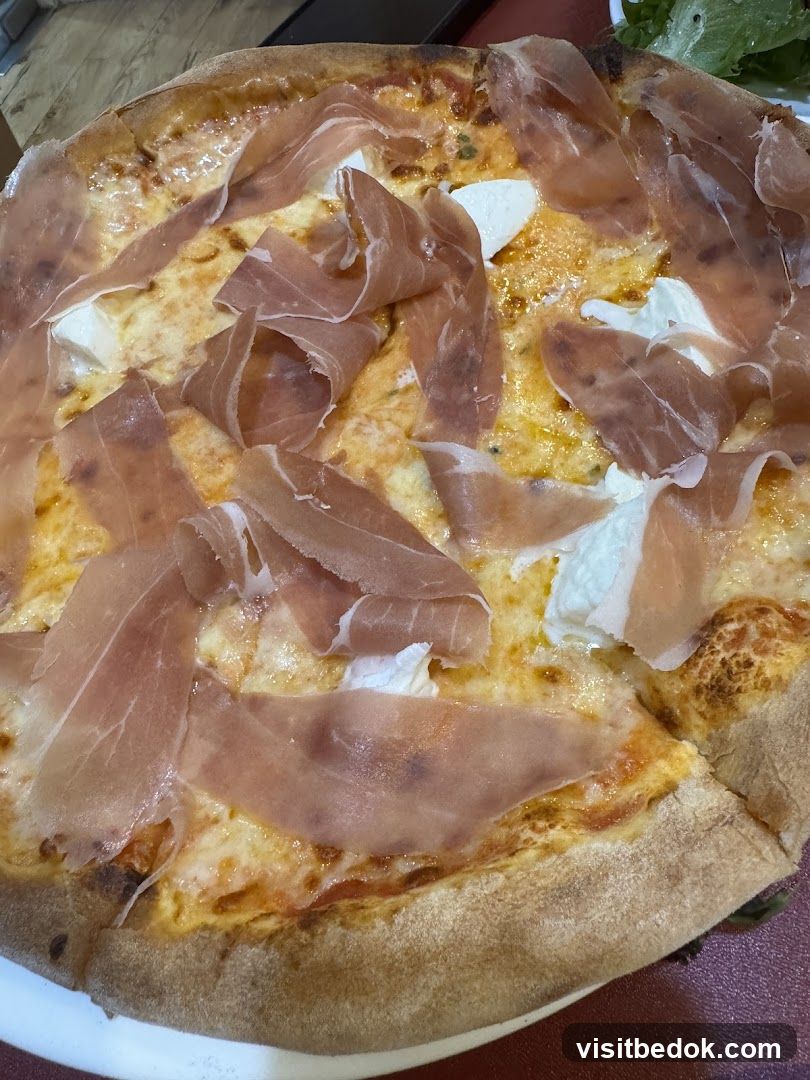 Pizza with Prosciutto and Mozzarella