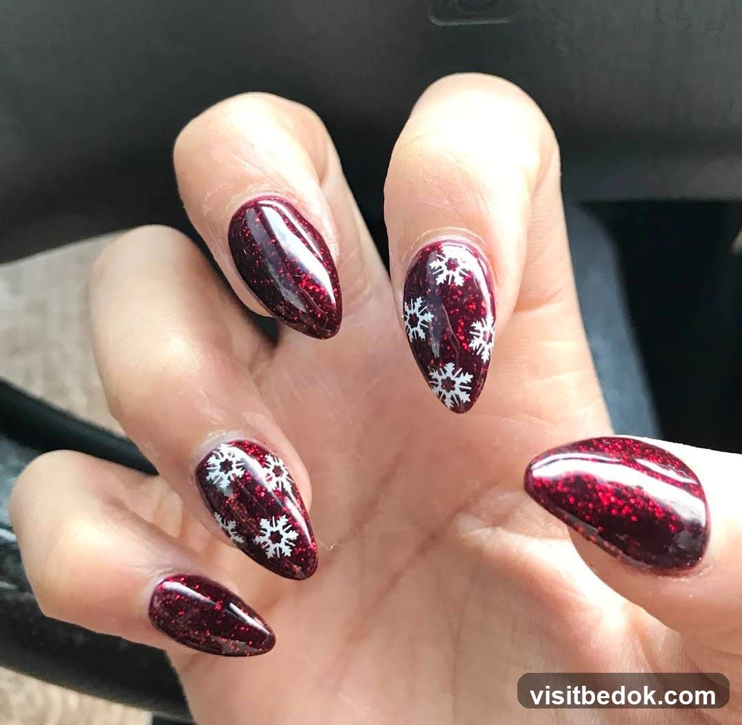 Nails with Snowflake Design